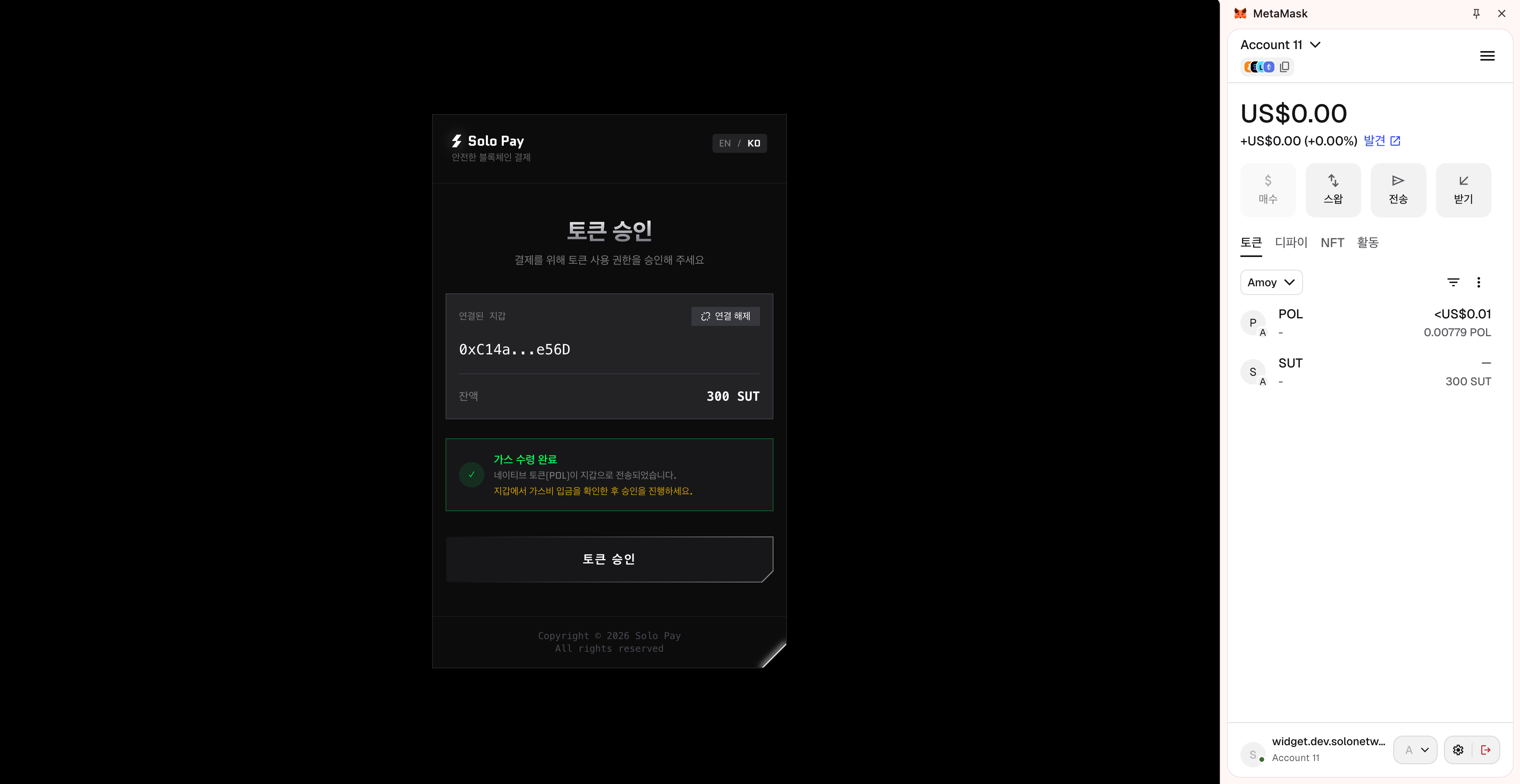 MetaMask 토큰 목록에서 가스 잔액 확인